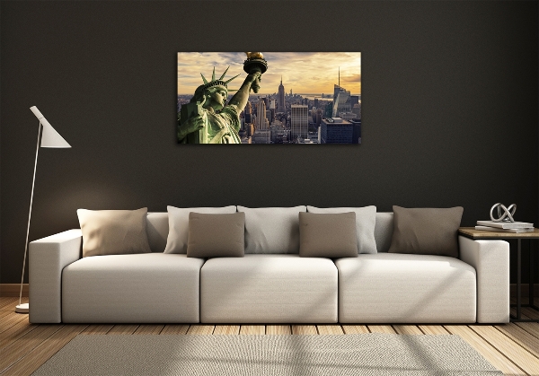 Cuadro de cristal templado moderno horizontal Estatua de la Libertad