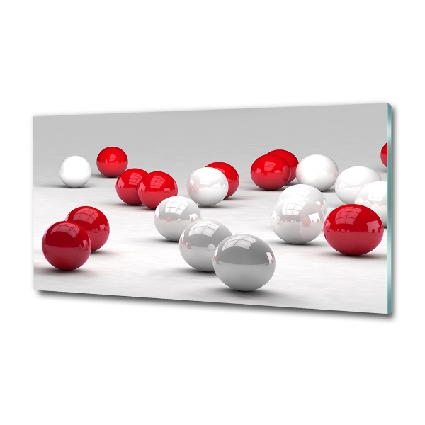 Foto en cristal de alta calidad con impresión uv horizontal Bolas rojas y blancas