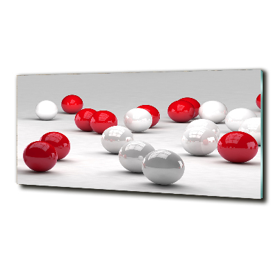 Foto en cristal de alta calidad con impresión uv horizontal Bolas rojas y blancas