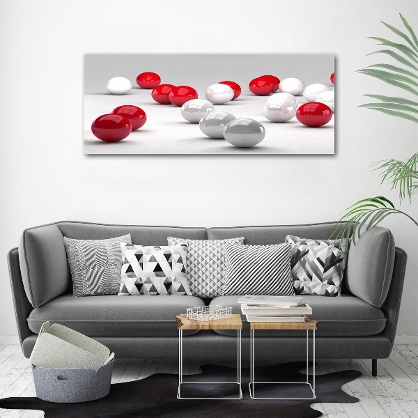 Foto en cristal de alta calidad con impresión uv horizontal Bolas rojas y blancas