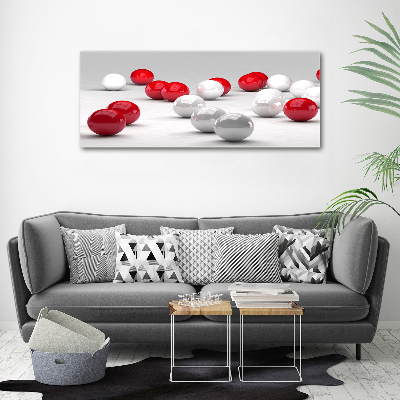 Foto en cristal de alta calidad con impresión uv horizontal Bolas rojas y blancas