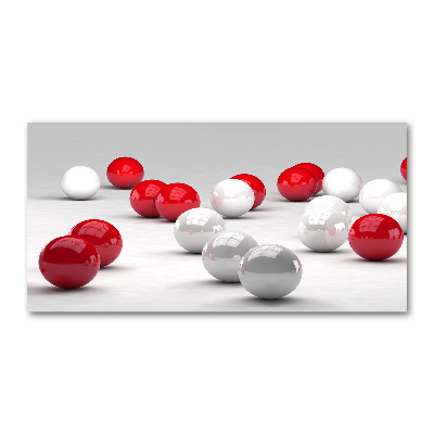 Foto en cristal de alta calidad con impresión uv horizontal Bolas rojas y blancas