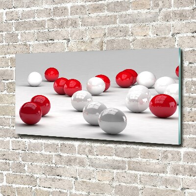 Foto en cristal de alta calidad con impresión uv horizontal Bolas rojas y blancas