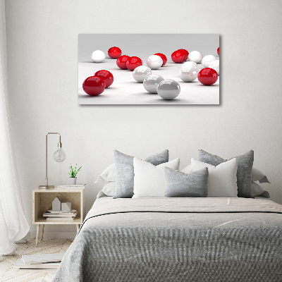 Foto en cristal de alta calidad con impresión uv horizontal Bolas rojas y blancas