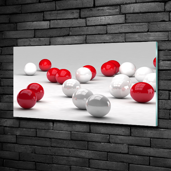 Foto en cristal de alta calidad con impresión uv horizontal Bolas rojas y blancas