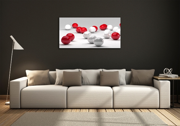 Foto en cristal de alta calidad con impresión uv horizontal Bolas rojas y blancas