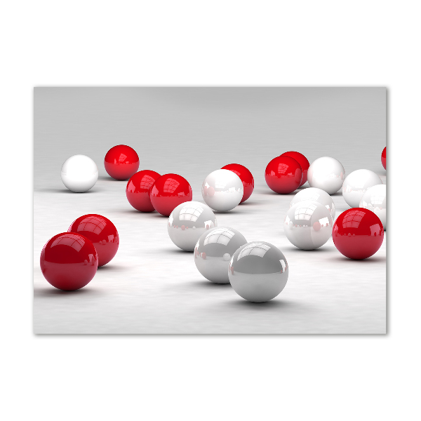 Foto en cristal de alta calidad con impresión uv horizontal Bolas rojas y blancas