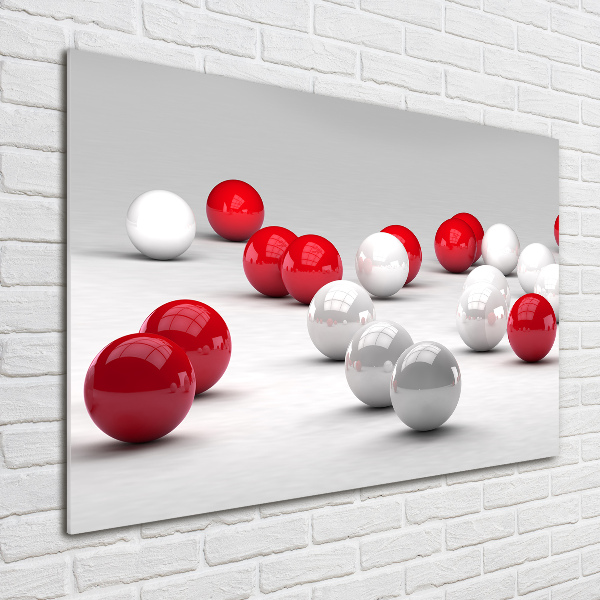Foto en cristal de alta calidad con impresión uv horizontal Bolas rojas y blancas