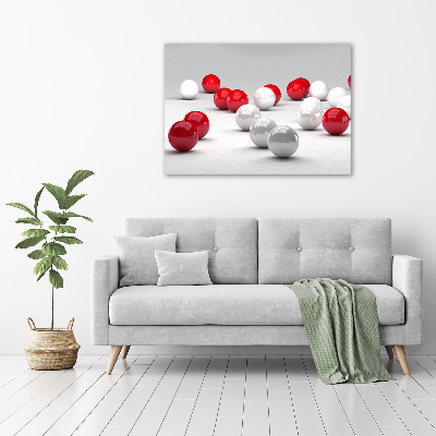Foto en cristal de alta calidad con impresión uv horizontal Bolas rojas y blancas