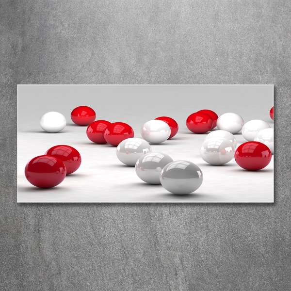 Foto en cristal de alta calidad con impresión uv horizontal Bolas rojas y blancas