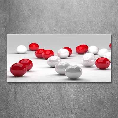 Foto en cristal de alta calidad con impresión uv horizontal Bolas rojas y blancas