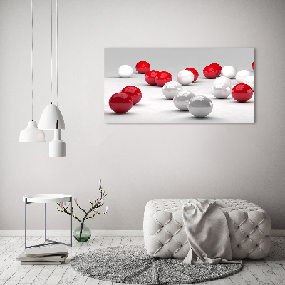 Foto en cristal de alta calidad con impresión uv horizontal Bolas rojas y blancas