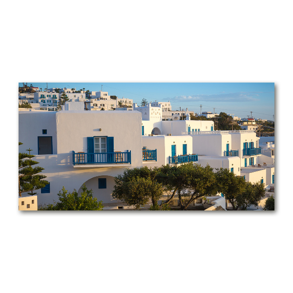 Foto en cristal de alta calidad con impresión uv horizontal Mykonos, Grecia