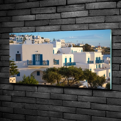 Foto en cristal de alta calidad con impresión uv horizontal Mykonos, Grecia