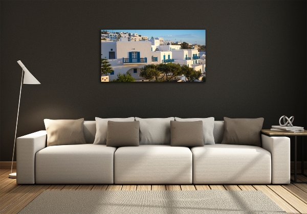 Foto en cristal de alta calidad con impresión uv horizontal Mykonos, Grecia