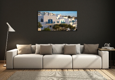 Foto en cristal de alta calidad con impresión uv horizontal Mykonos, Grecia