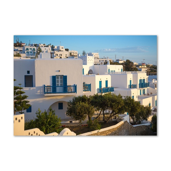 Foto en cristal de alta calidad con impresión uv horizontal Mykonos, Grecia