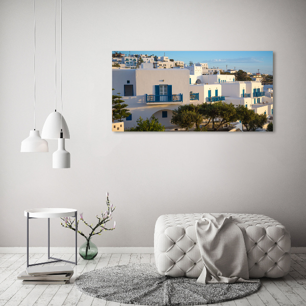 Foto en cristal de alta calidad con impresión uv horizontal Mykonos, Grecia