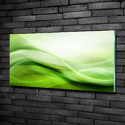 Cuadro de cristal templado moderno horizontal Fondo de ondas verdes