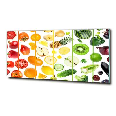 Cuadro de cristal templado moderno horizontal Frutas y verduras