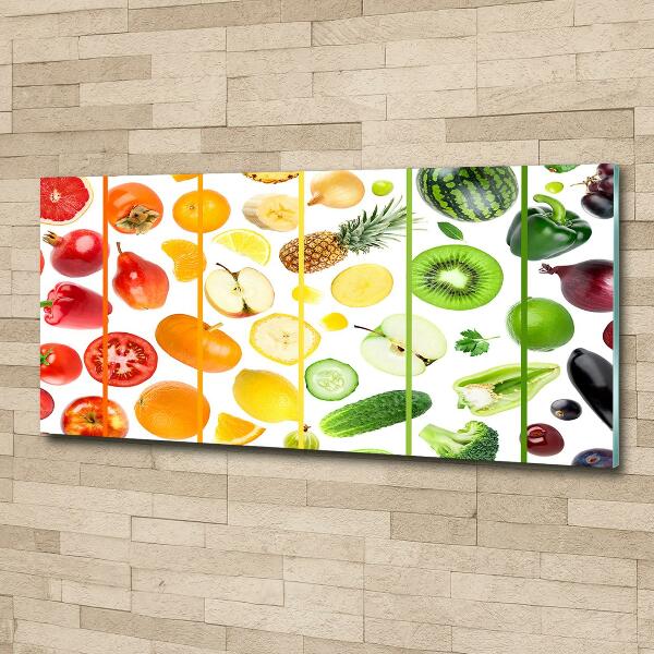 Cuadro de cristal templado moderno horizontal Frutas y verduras