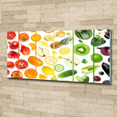 Cuadro de cristal templado moderno horizontal Frutas y verduras