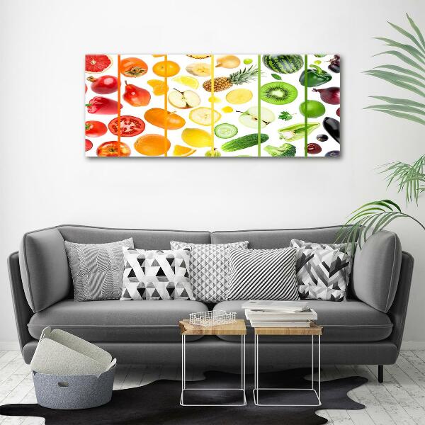Cuadro de cristal templado moderno horizontal Frutas y verduras