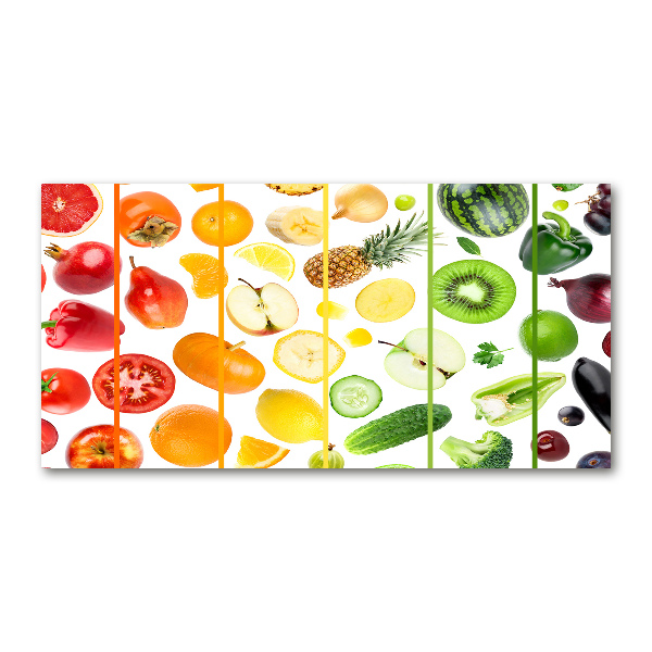 Cuadro de cristal templado moderno horizontal Frutas y verduras