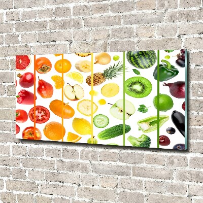 Cuadro de cristal templado moderno horizontal Frutas y verduras