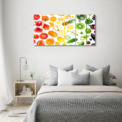 Cuadro de cristal templado moderno horizontal Frutas y verduras