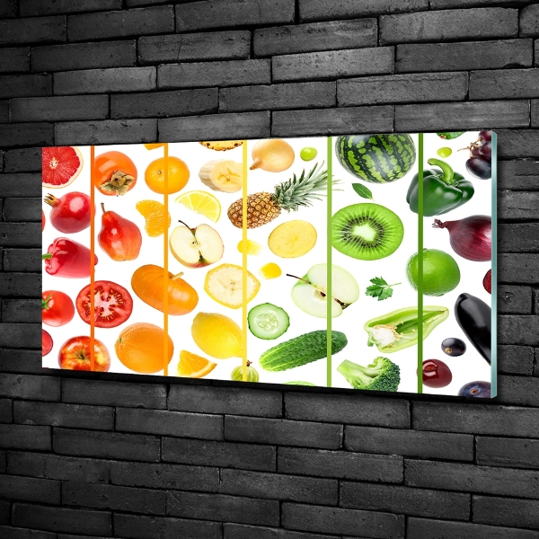 Cuadro de cristal templado moderno horizontal Frutas y verduras