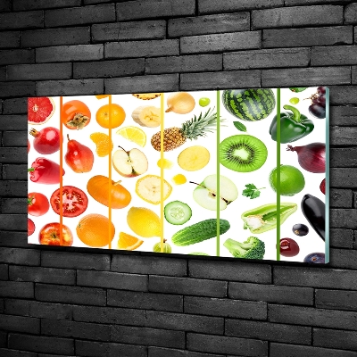 Cuadro de cristal templado moderno horizontal Frutas y verduras