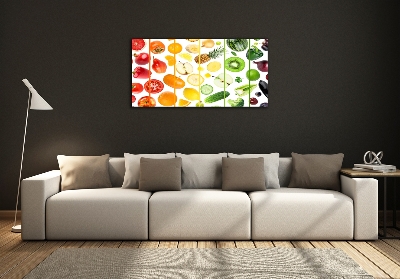 Cuadro de cristal templado moderno horizontal Frutas y verduras