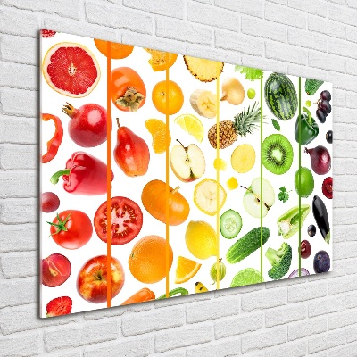 Cuadro de cristal templado moderno horizontal Frutas y verduras
