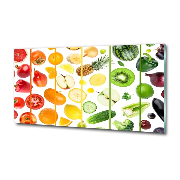 Cuadro de cristal templado moderno horizontal Frutas y verduras
