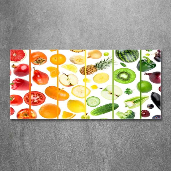 Cuadro de cristal templado moderno horizontal Frutas y verduras