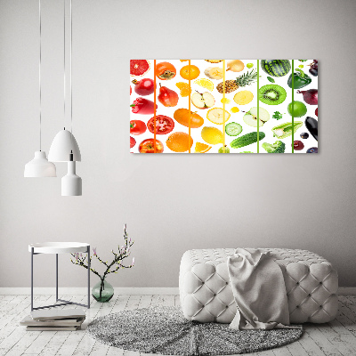 Cuadro de cristal templado moderno horizontal Frutas y verduras