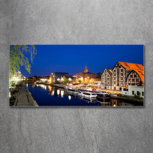 Impresión en cristal con acabado brillante horizontal Bydgoszcz de noche