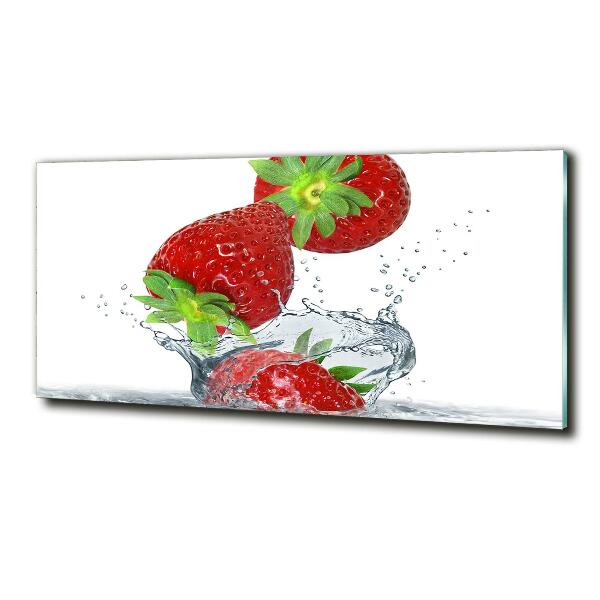 Impresión en cristal con acabado brillante horizontal Fresas cayendo