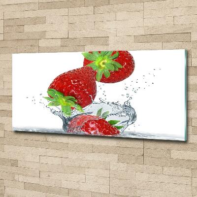 Impresión en cristal con acabado brillante horizontal Fresas cayendo