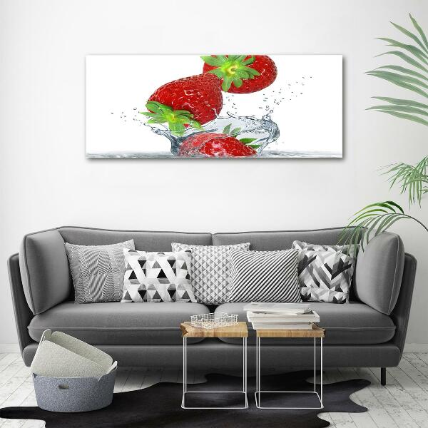 Impresión en cristal con acabado brillante horizontal Fresas cayendo