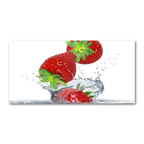 Impresión en cristal con acabado brillante horizontal Fresas cayendo