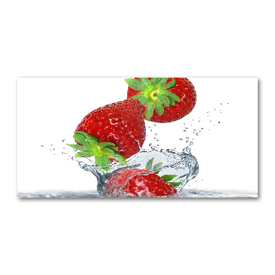 Impresión en cristal con acabado brillante horizontal Fresas cayendo