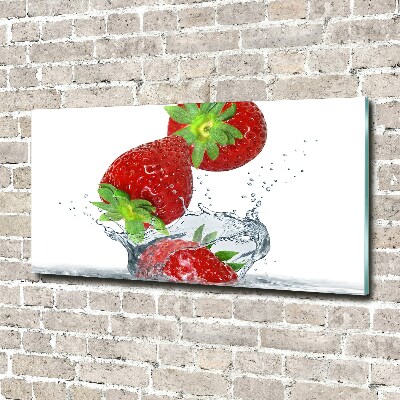 Impresión en cristal con acabado brillante horizontal Fresas cayendo