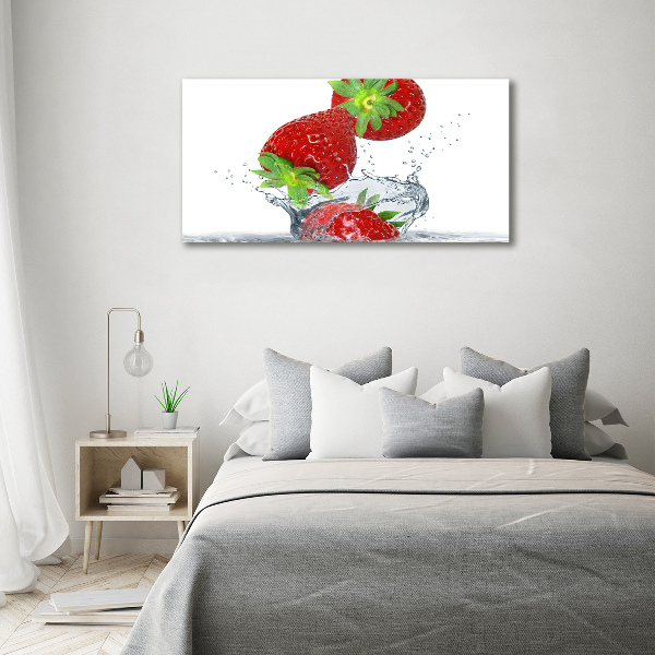 Impresión en cristal con acabado brillante horizontal Fresas cayendo