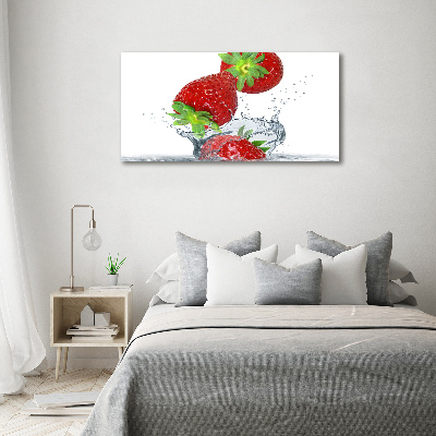 Impresión en cristal con acabado brillante horizontal Fresas cayendo