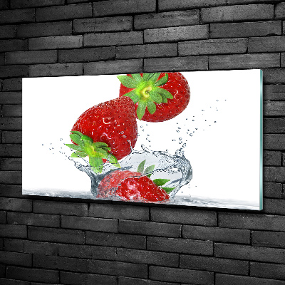 Impresión en cristal con acabado brillante horizontal Fresas cayendo