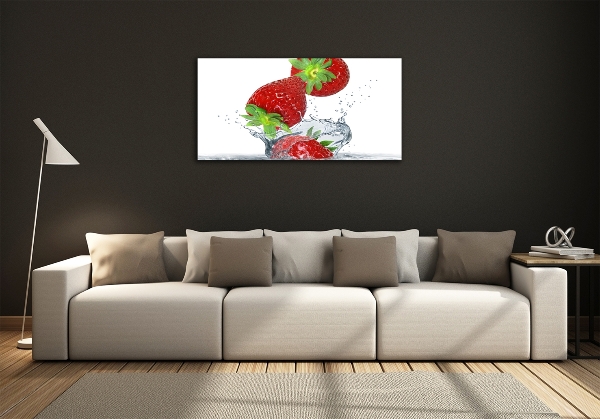 Impresión en cristal con acabado brillante horizontal Fresas cayendo