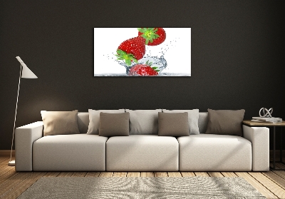 Impresión en cristal con acabado brillante horizontal Fresas cayendo