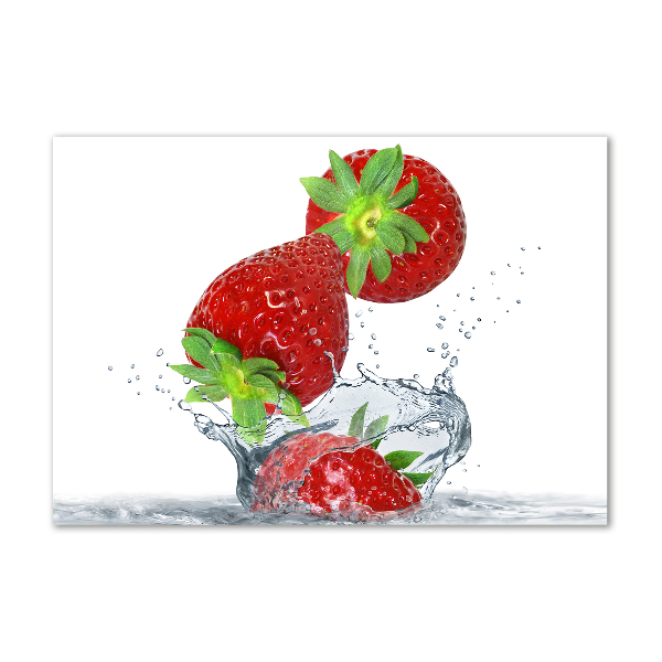 Impresión en cristal con acabado brillante horizontal Fresas cayendo